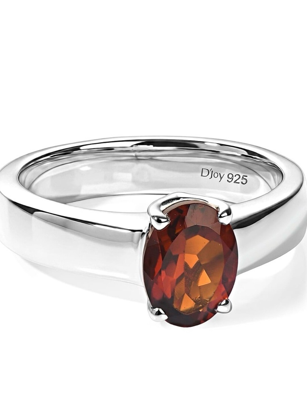 Sterling Silver 1.15 ctw Cherry Citrine, - Oval Solitaire Ring
Size 8 & 10